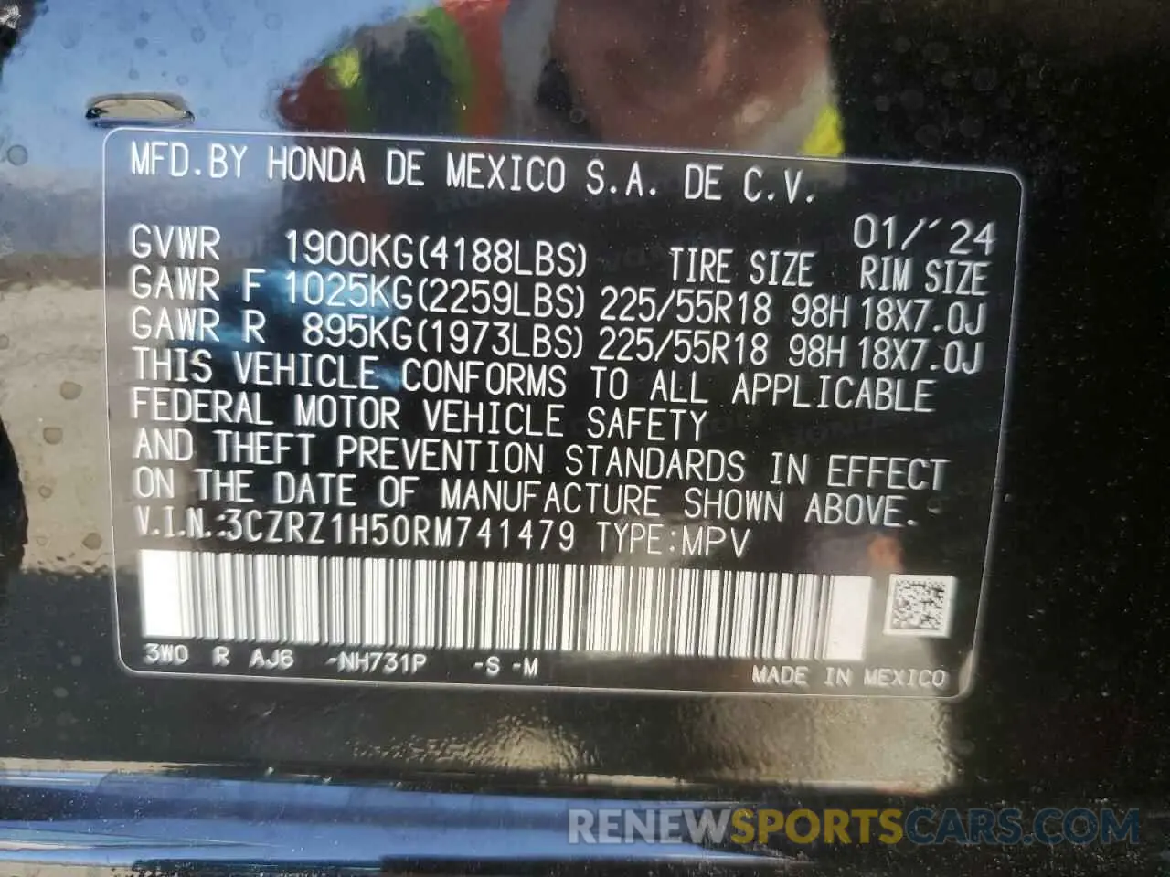 14 Photograph of a damaged car 3CZRZ1H50RM741479 HONDA HR-V 2024