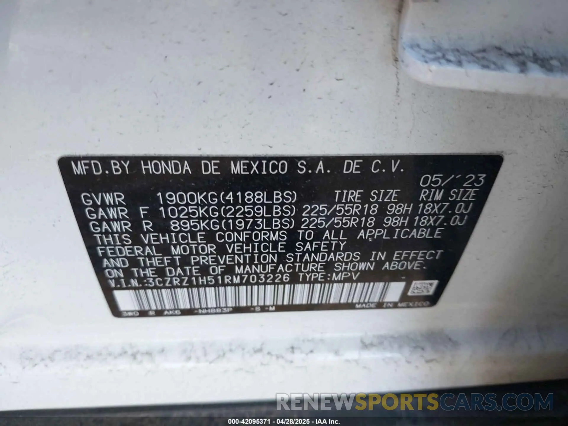 9 Photograph of a damaged car 3CZRZ1H51RM703226 HONDA HR-V 2024