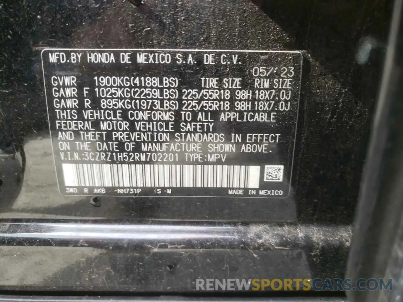 13 Photograph of a damaged car 3CZRZ1H52RM702201 HONDA HR-V 2024