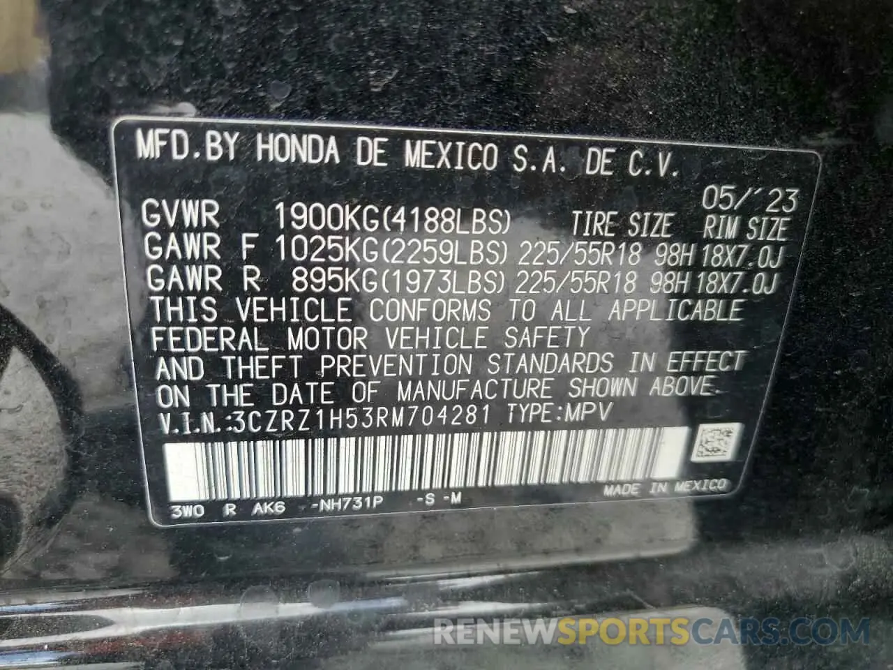 13 Photograph of a damaged car 3CZRZ1H53RM704281 HONDA HR-V 2024