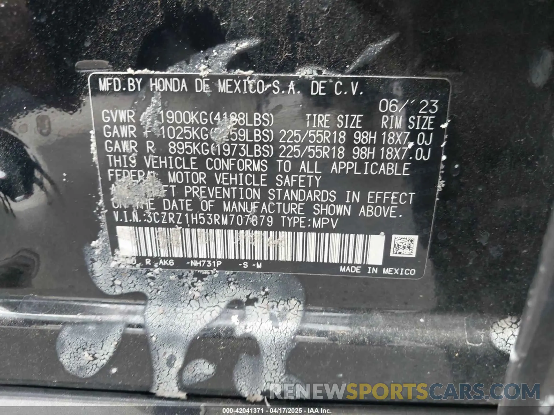 9 Photograph of a damaged car 3CZRZ1H53RM707679 HONDA HR-V 2024