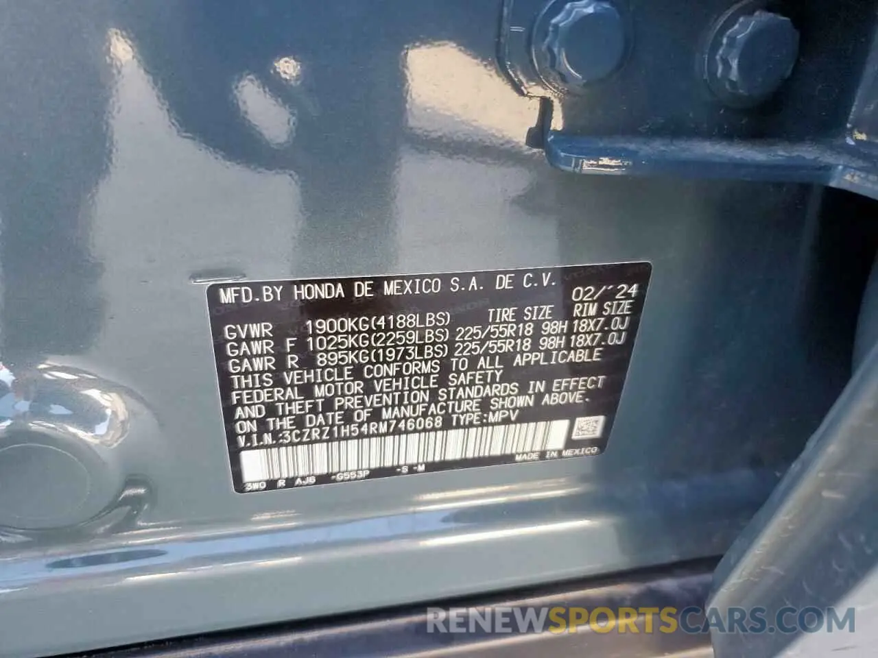15 Photograph of a damaged car 3CZRZ1H54RM746068 HONDA HR-V 2024