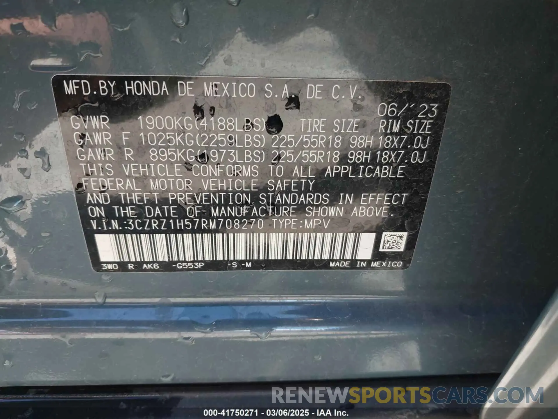 9 Photograph of a damaged car 3CZRZ1H57RM708270 HONDA HR-V 2024