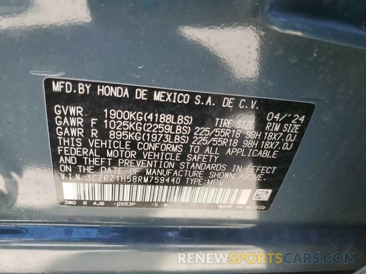 15 Photograph of a damaged car 3CZRZ1H58RM759440 HONDA HR-V 2024