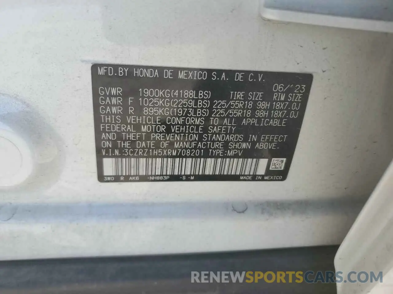 13 Photograph of a damaged car 3CZRZ1H5XRM708201 HONDA HR-V 2024