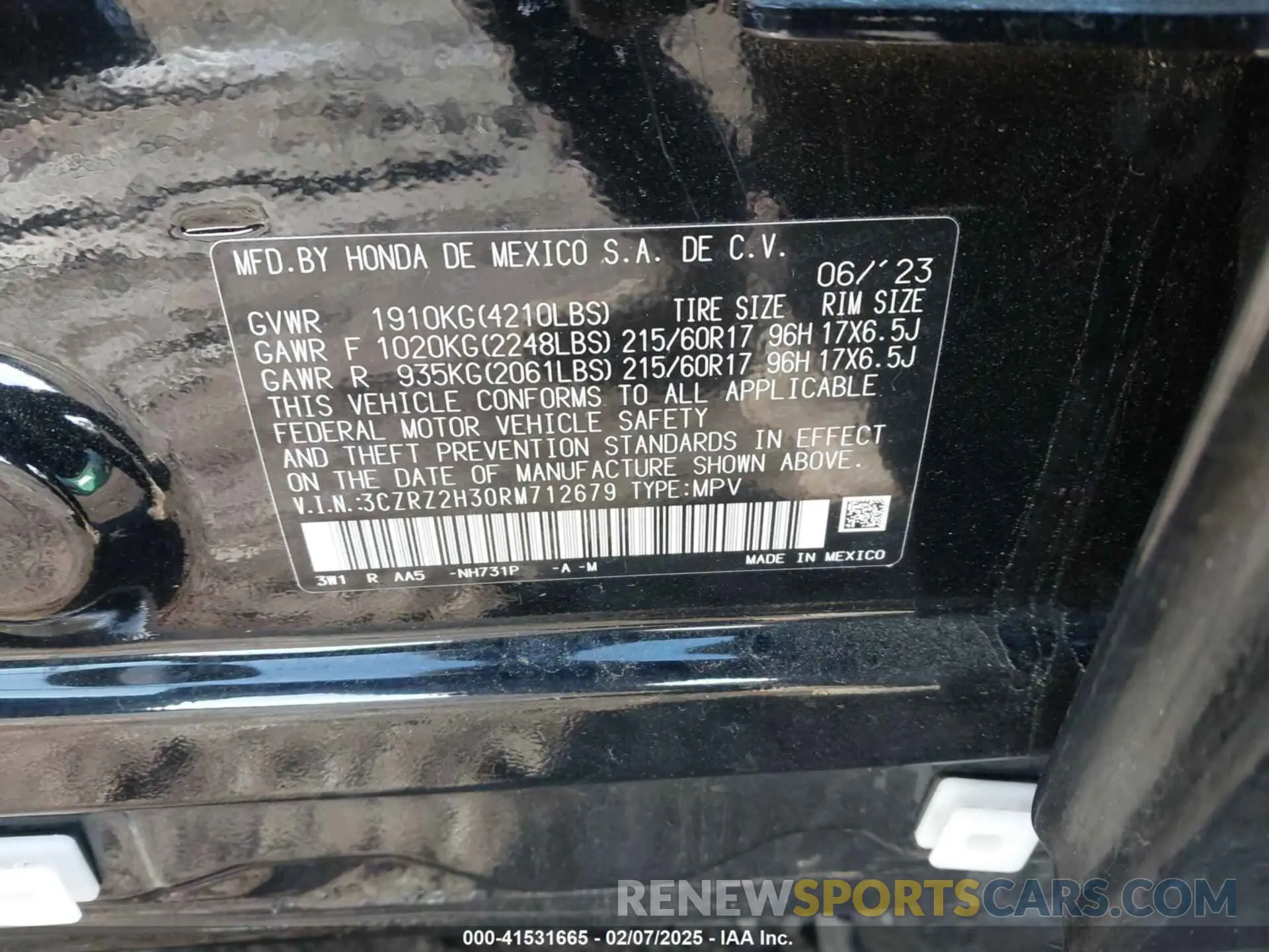 9 Photograph of a damaged car 3CZRZ2H30RM712679 HONDA HR-V 2024
