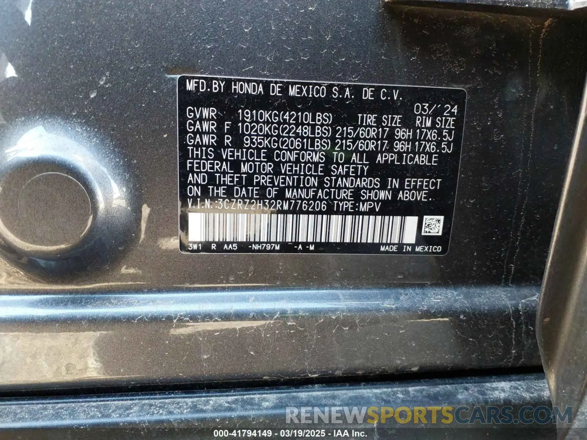 9 Photograph of a damaged car 3CZRZ2H32RM776206 HONDA HR-V 2024