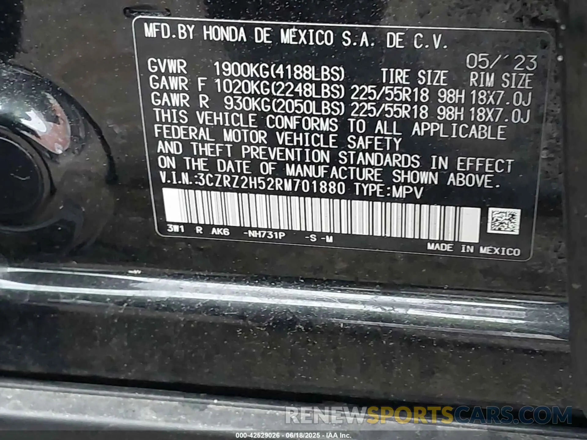 9 Photograph of a damaged car 3CZRZ2H52RM701880 HONDA HR-V 2024