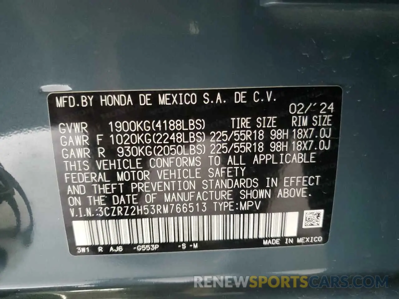 15 Photograph of a damaged car 3CZRZ2H53RM766513 HONDA HR-V 2024
