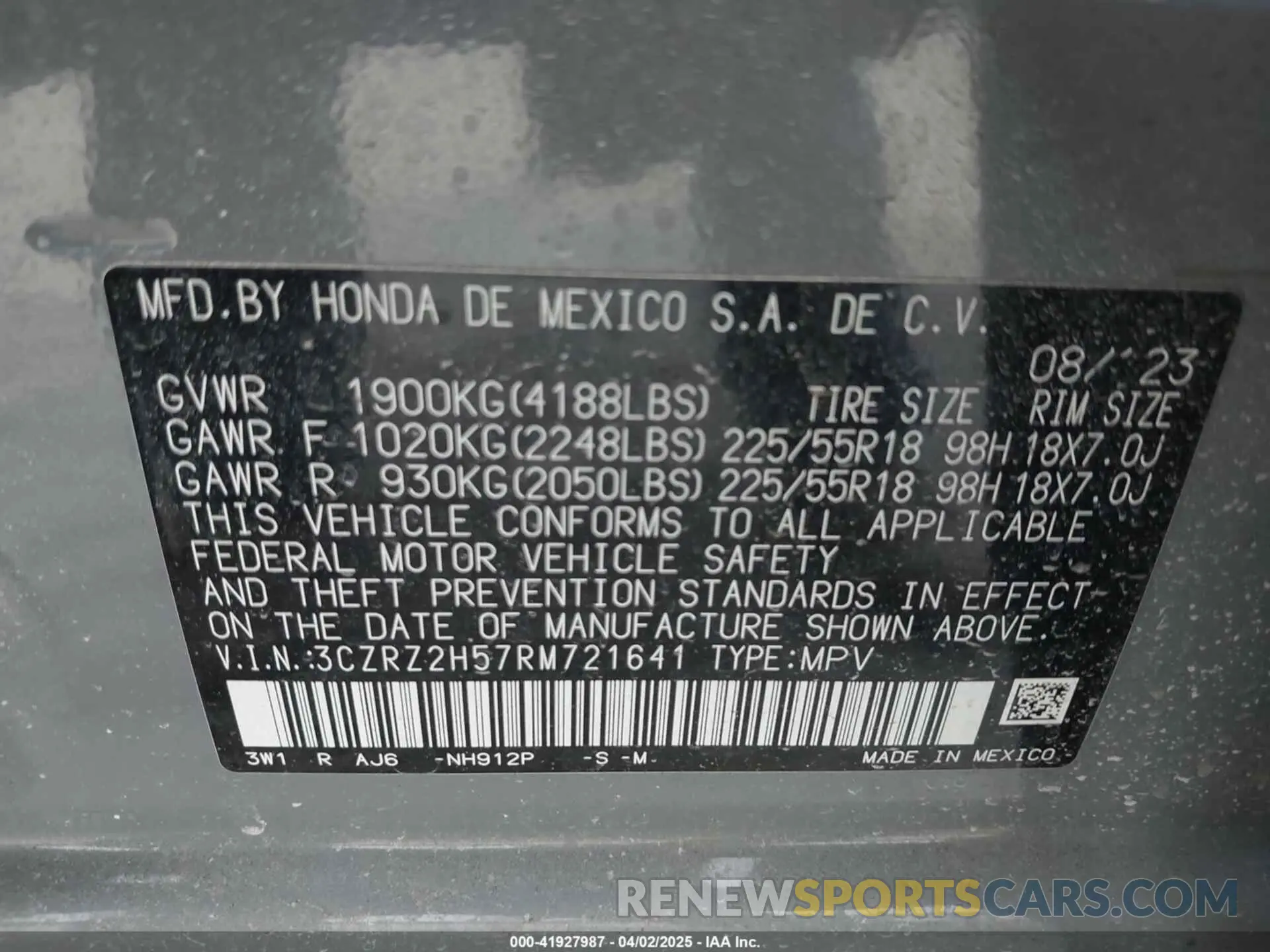 9 Photograph of a damaged car 3CZRZ2H57RM721641 HONDA HR-V 2024