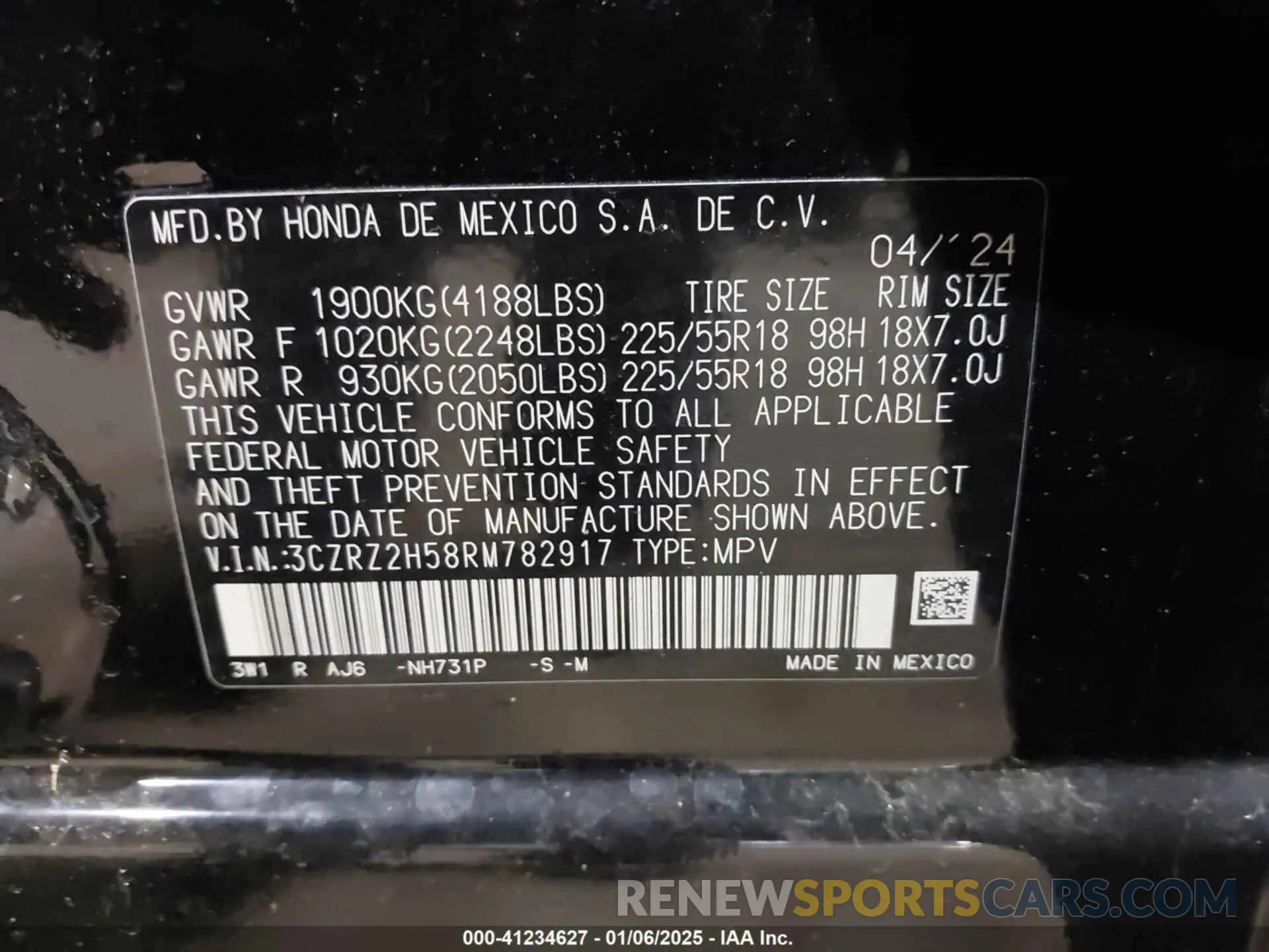 9 Photograph of a damaged car 3CZRZ2H58RM782917 HONDA HR-V 2024