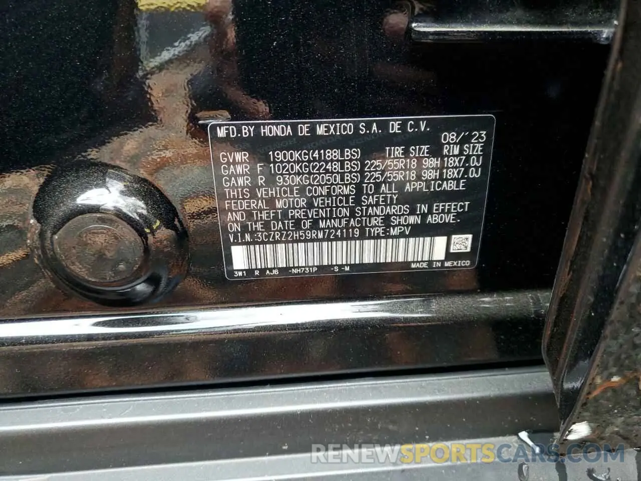 13 Photograph of a damaged car 3CZRZ2H59RM724119 HONDA HR-V 2024