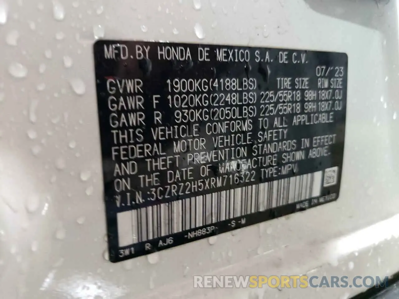 12 Photograph of a damaged car 3CZRZ2H5XRM716322 HONDA HR-V 2024