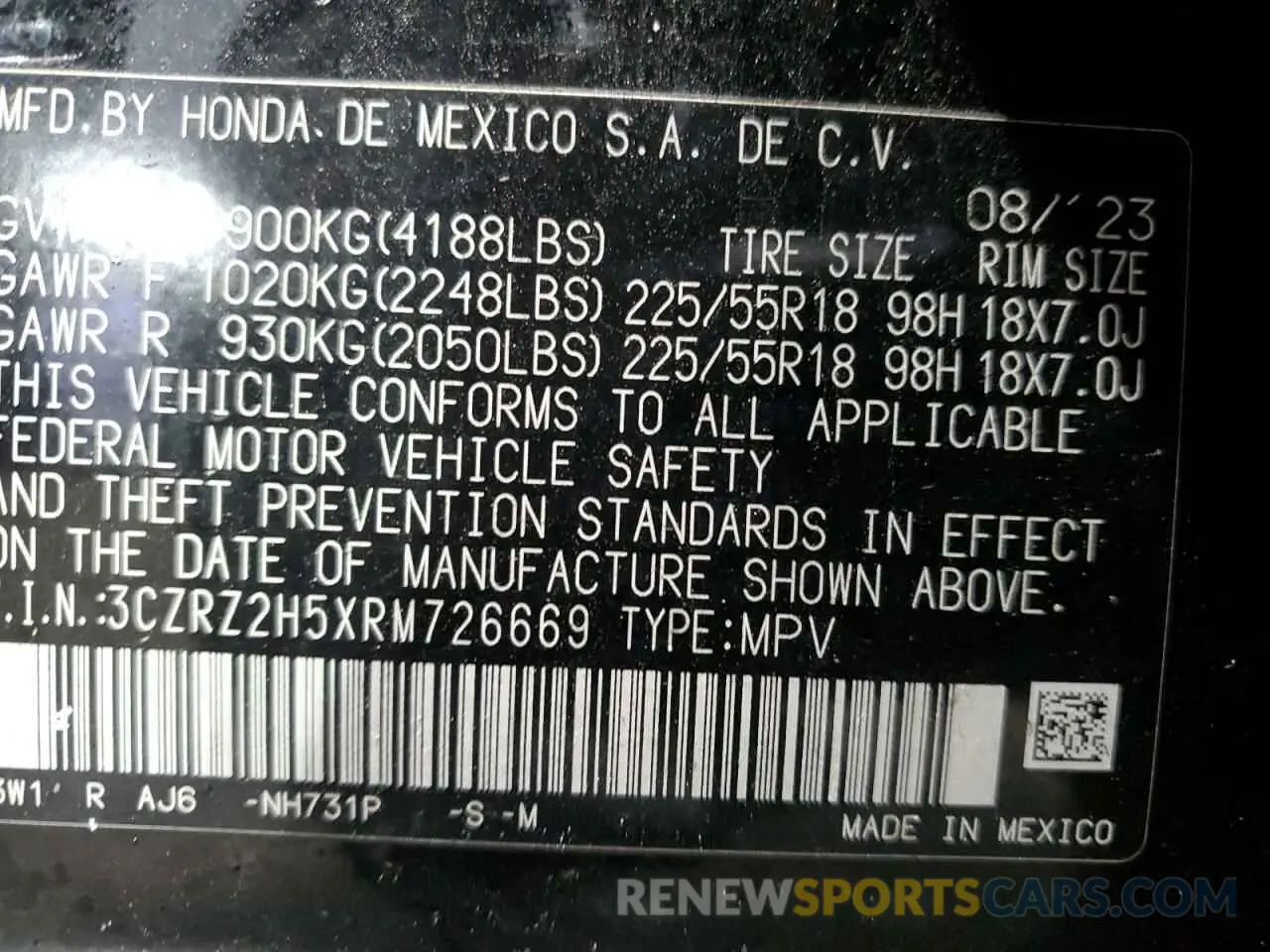 13 Photograph of a damaged car 3CZRZ2H5XRM726669 HONDA HR-V 2024