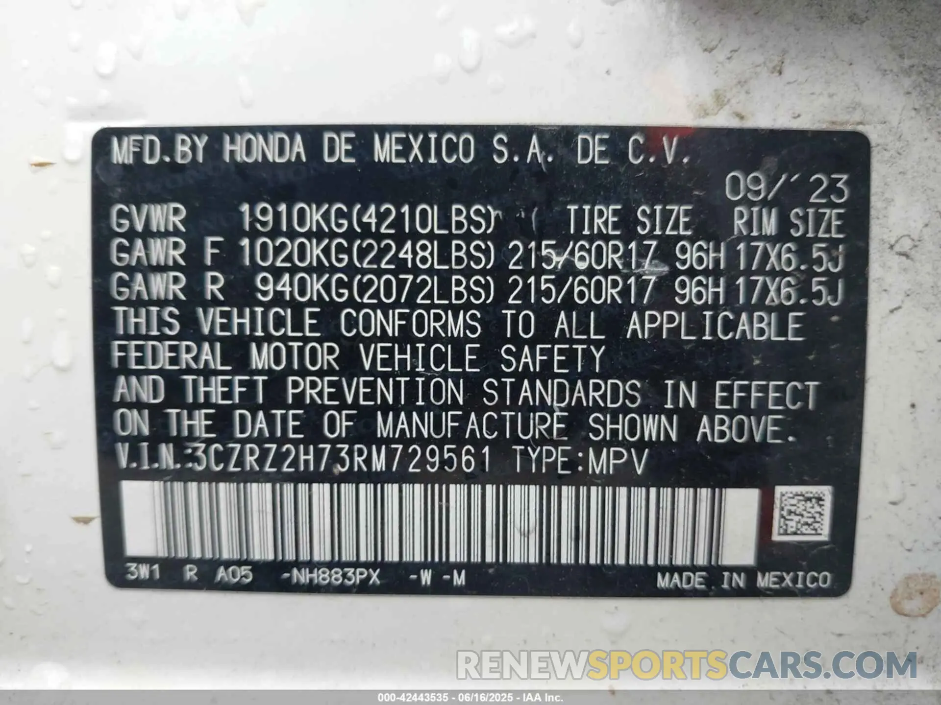 12 Photograph of a damaged car 3CZRZ2H73RM729561 HONDA HR-V 2024
