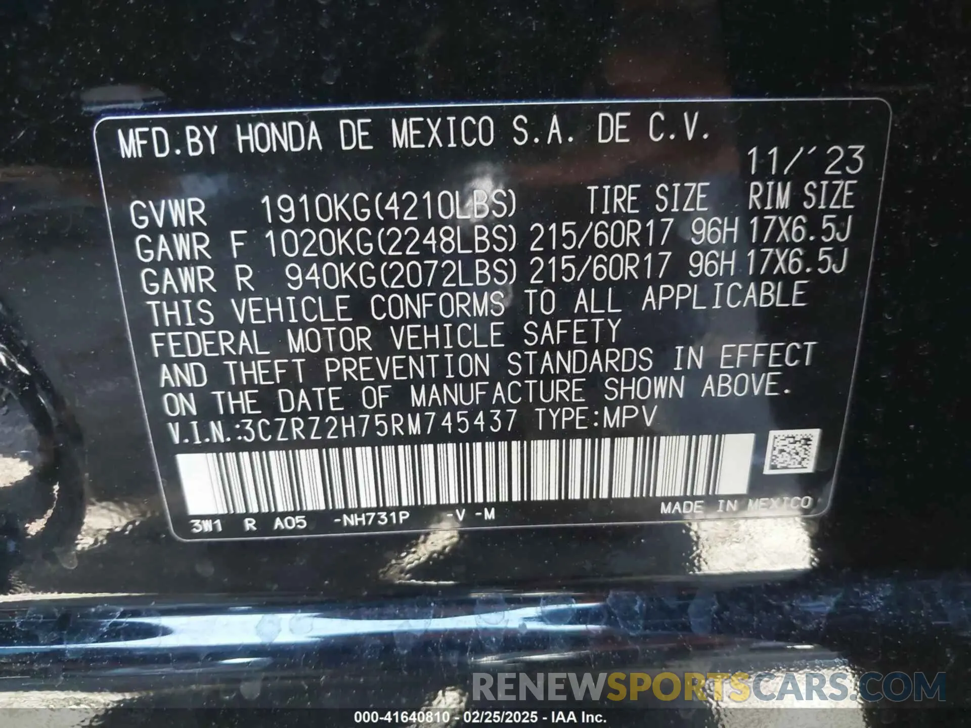 9 Photograph of a damaged car 3CZRZ2H75RM745437 HONDA HR-V 2024