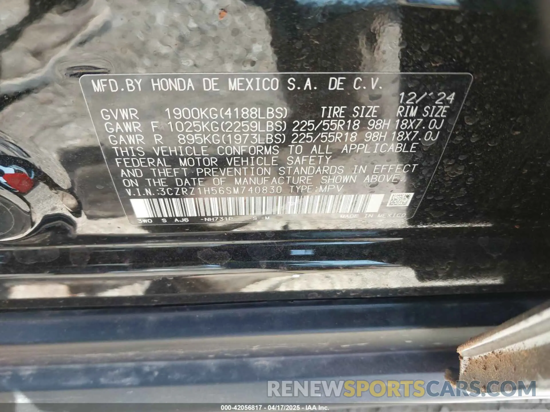 9 Photograph of a damaged car 3CZRZ1H56SM740830 HONDA HR-V 2025