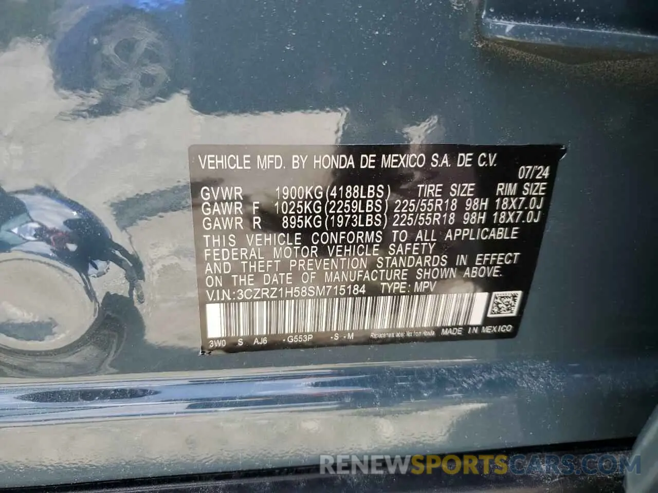 13 Photograph of a damaged car 3CZRZ1H58SM715184 HONDA HR-V 2025