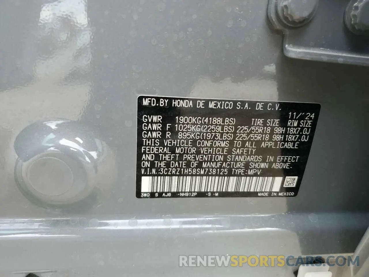 14 Photograph of a damaged car 3CZRZ1H58SM738125 HONDA HR-V 2025