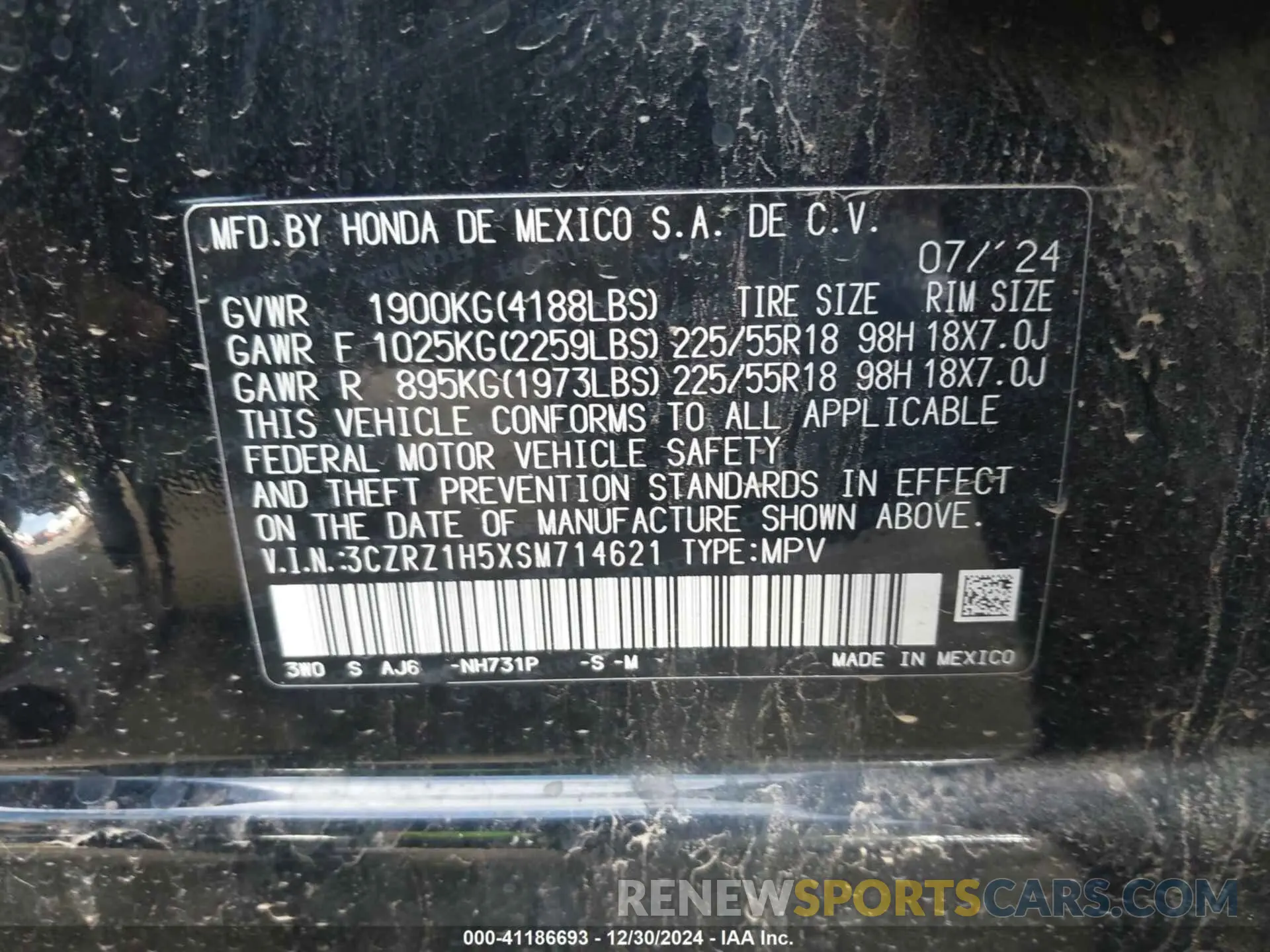 9 Photograph of a damaged car 3CZRZ1H5XSM714621 HONDA HR-V 2025