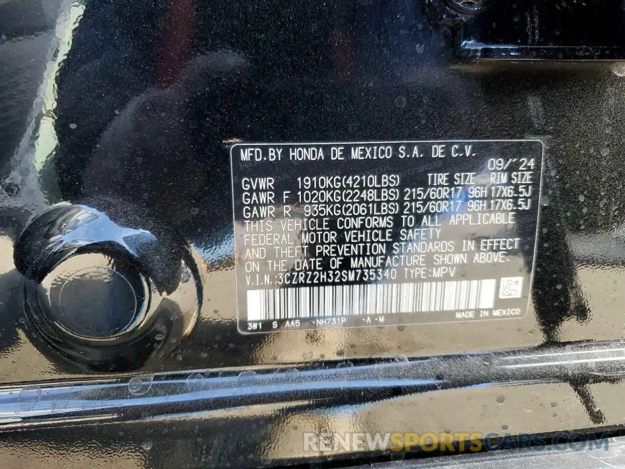 13 Photograph of a damaged car 3CZRZ2H32SM735340 HONDA HR-V 2025