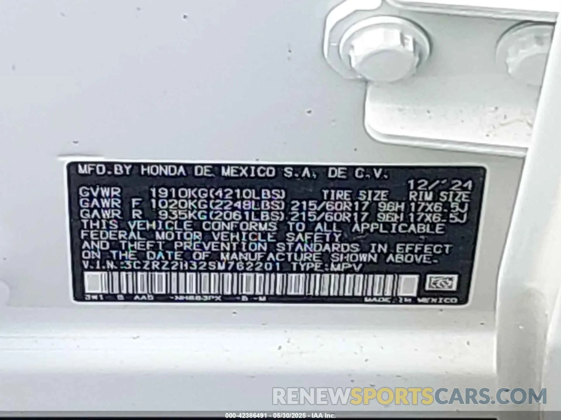 9 Photograph of a damaged car 3CZRZ2H32SM762201 HONDA HR-V 2025
