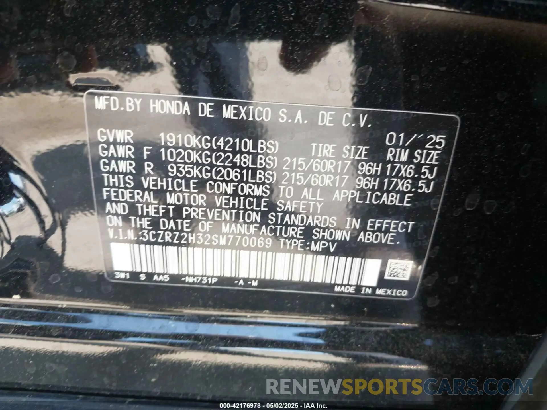 9 Photograph of a damaged car 3CZRZ2H32SM770069 HONDA HR-V 2025