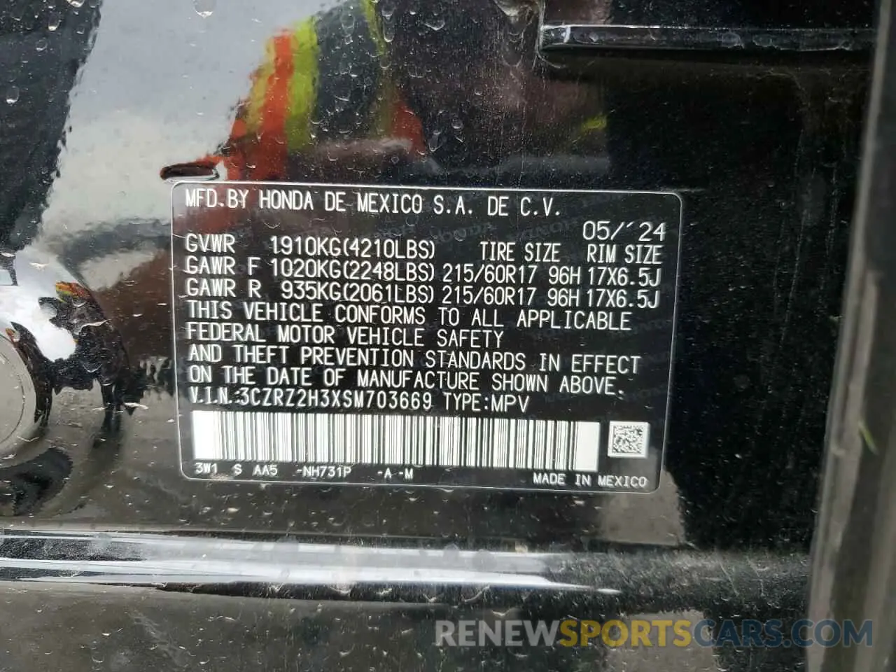 13 Photograph of a damaged car 3CZRZ2H3XSM703669 HONDA HR-V 2025