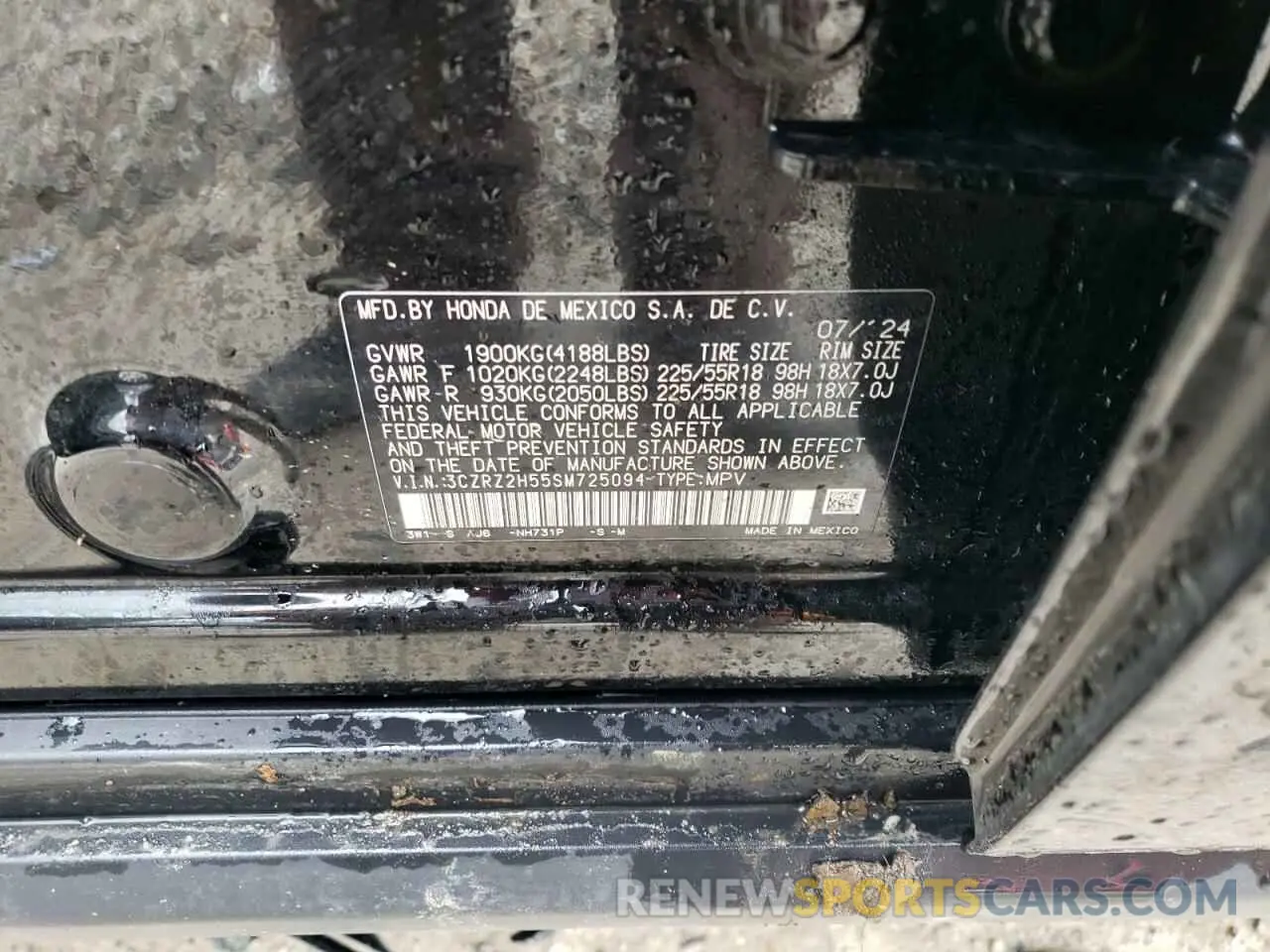 15 Photograph of a damaged car 3CZRZ2H55SM725094 HONDA HR-V 2025