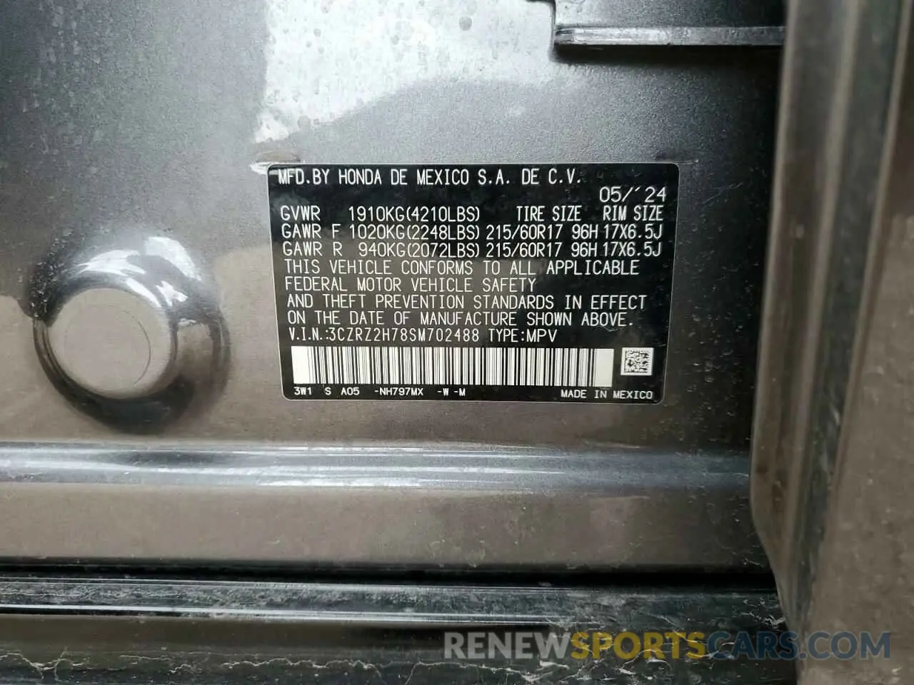 12 Photograph of a damaged car 3CZRZ2H78SM702488 HONDA HR-V 2025