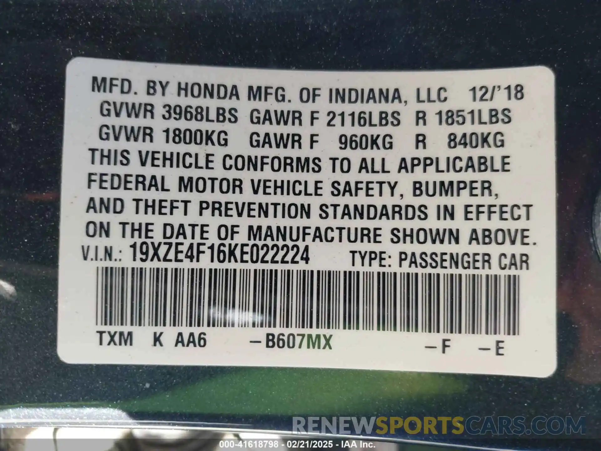 9 Photograph of a damaged car 19XZE4F16KE022224 HONDA INSIGHT 2019