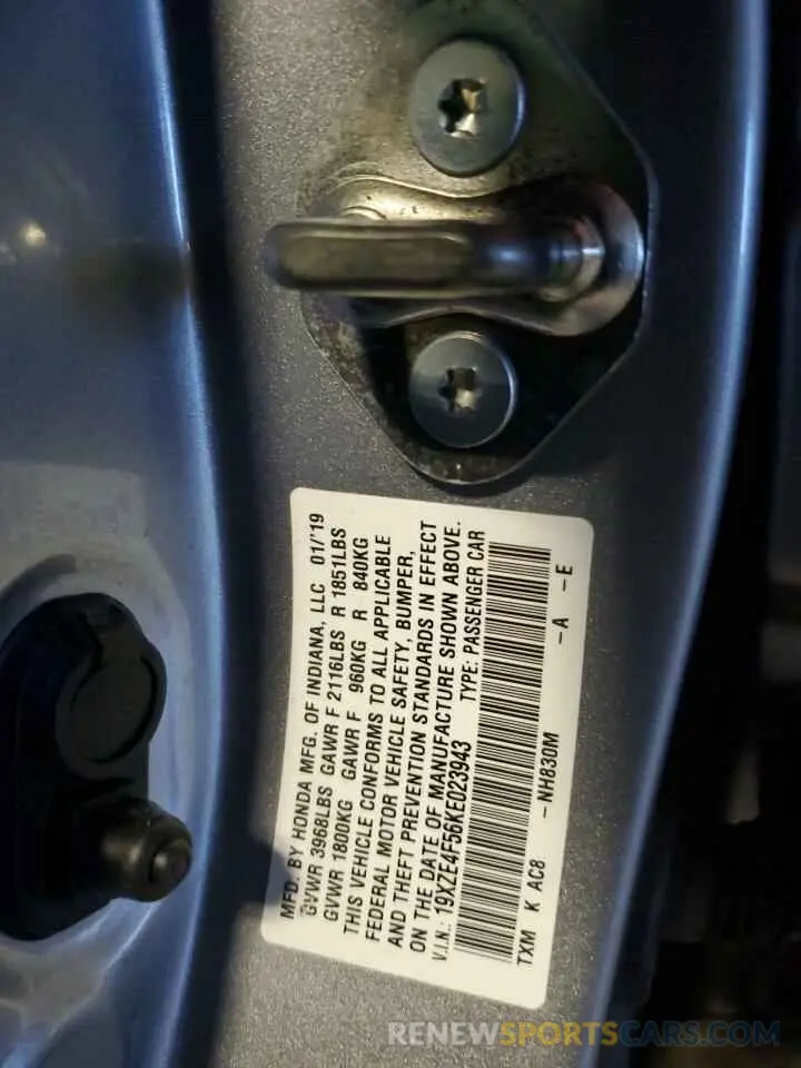 13 Photograph of a damaged car 19XZE4F56KE023943 HONDA INSIGHT 2019