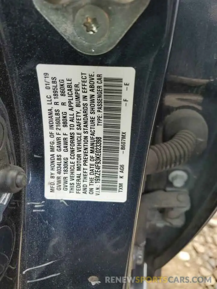 12 Photograph of a damaged car 19XZE4F93KE023398 HONDA INSIGHT 2019