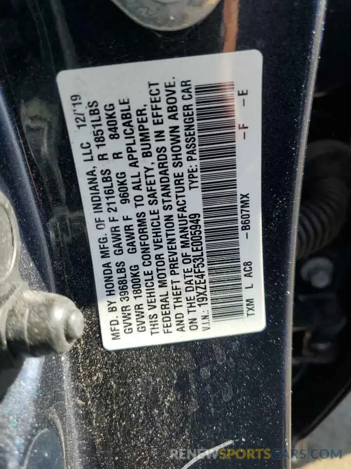 12 Photograph of a damaged car 19XZE4F53LE005949 HONDA INSIGHT 2020