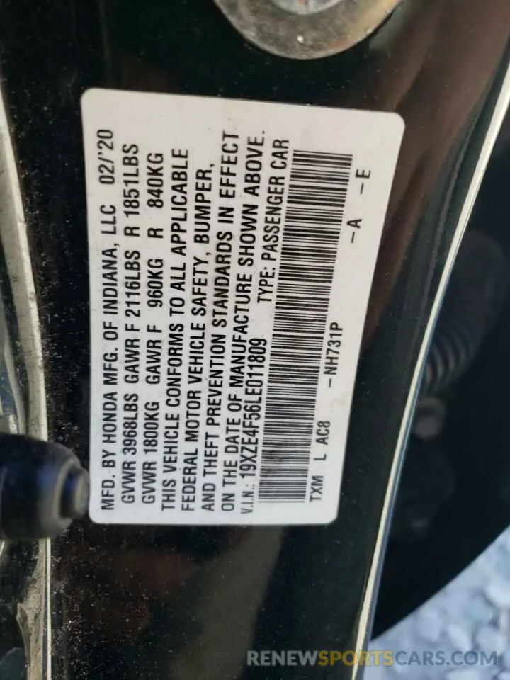 14 Photograph of a damaged car 19XZE4F56LE011809 HONDA INSIGHT 2020