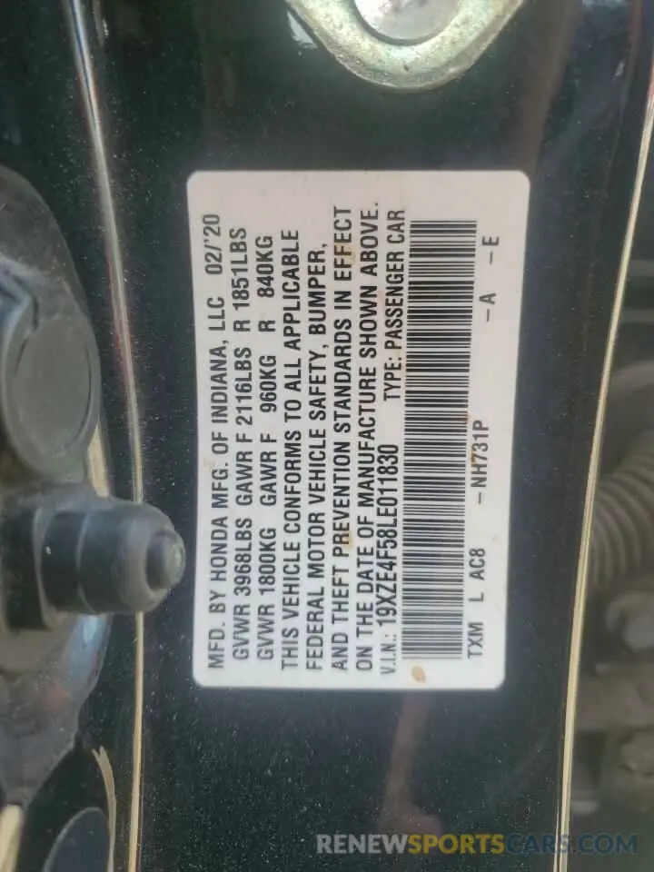12 Photograph of a damaged car 19XZE4F58LE011830 HONDA INSIGHT 2020