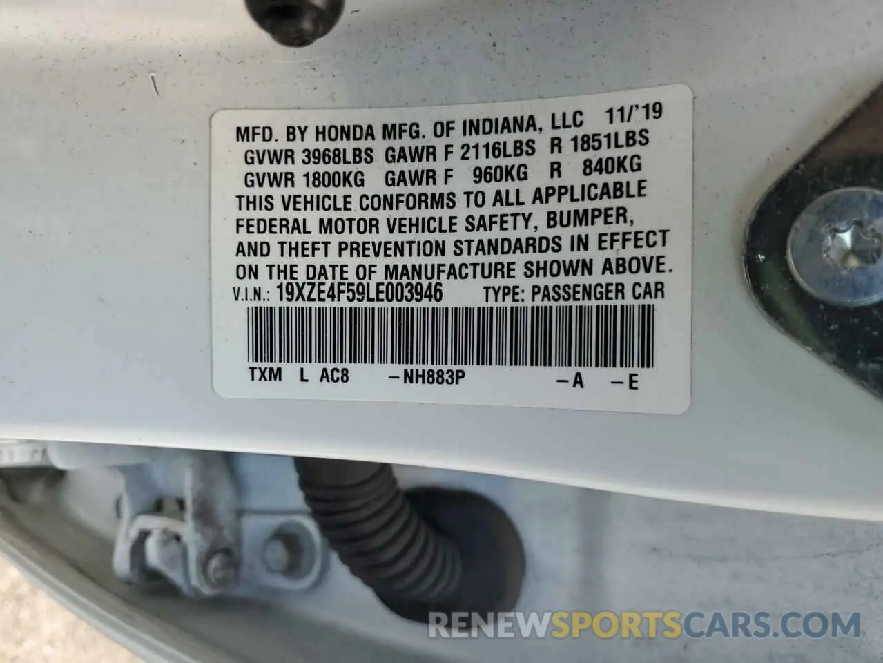 12 Photograph of a damaged car 19XZE4F59LE003946 HONDA INSIGHT 2020