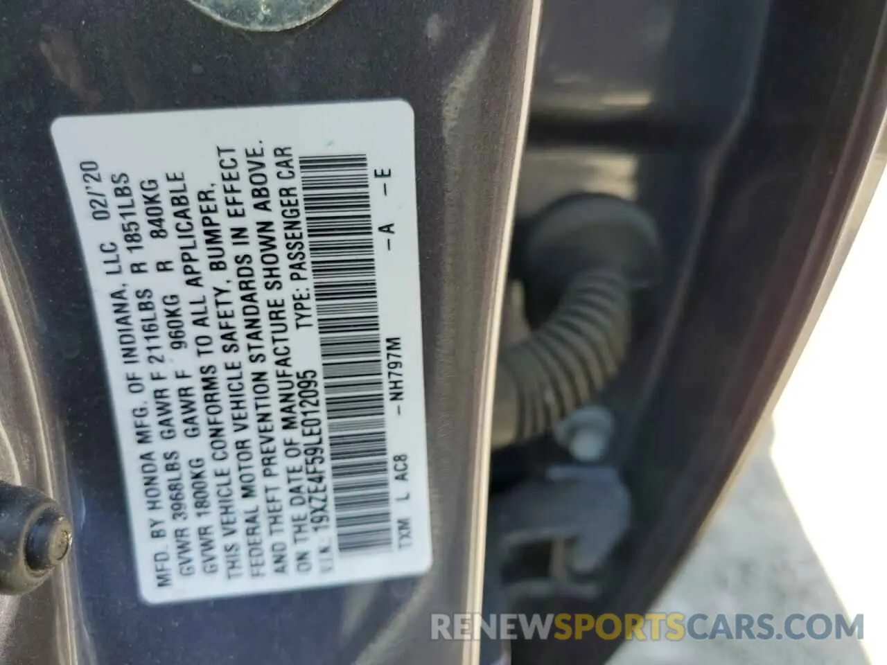12 Photograph of a damaged car 19XZE4F59LE012095 HONDA INSIGHT 2020