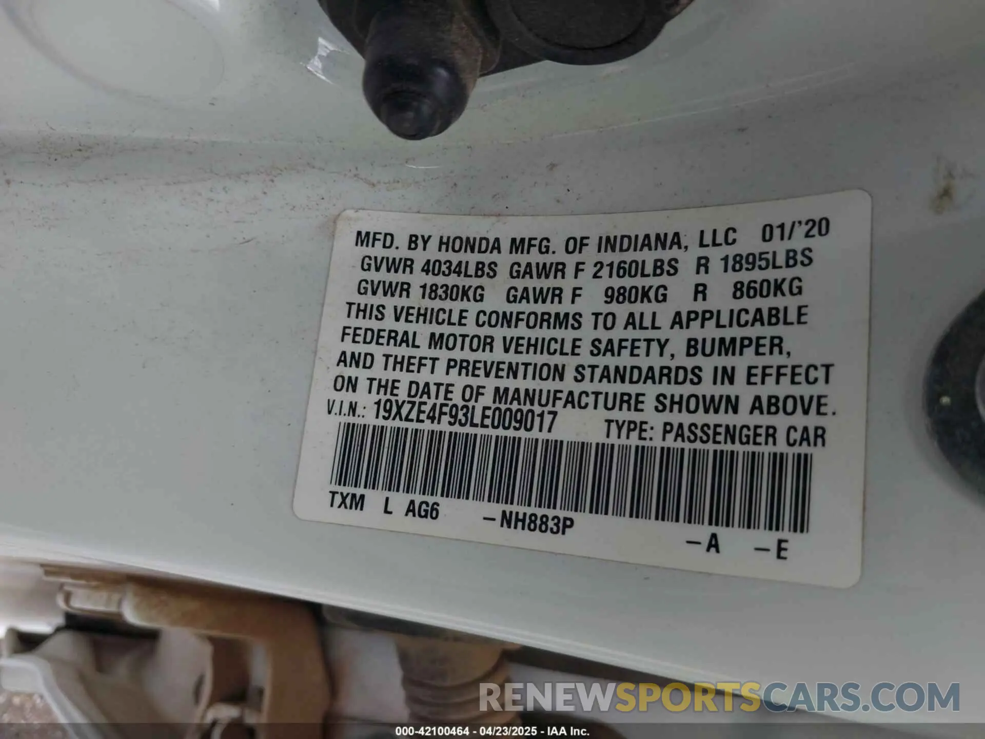 9 Photograph of a damaged car 19XZE4F93LE009017 HONDA INSIGHT 2020