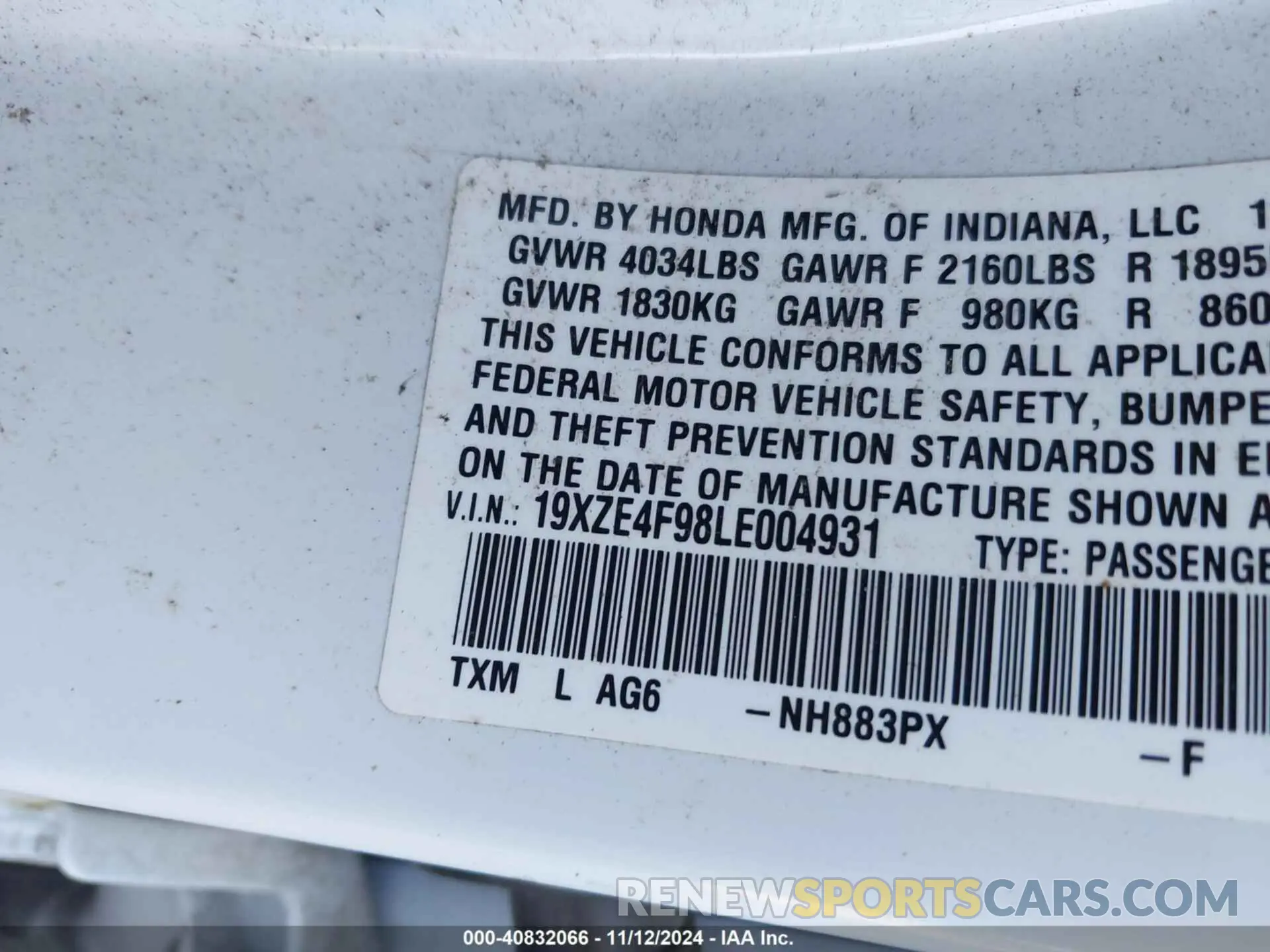 9 Photograph of a damaged car 19XZE4F98LE004931 HONDA INSIGHT 2020
