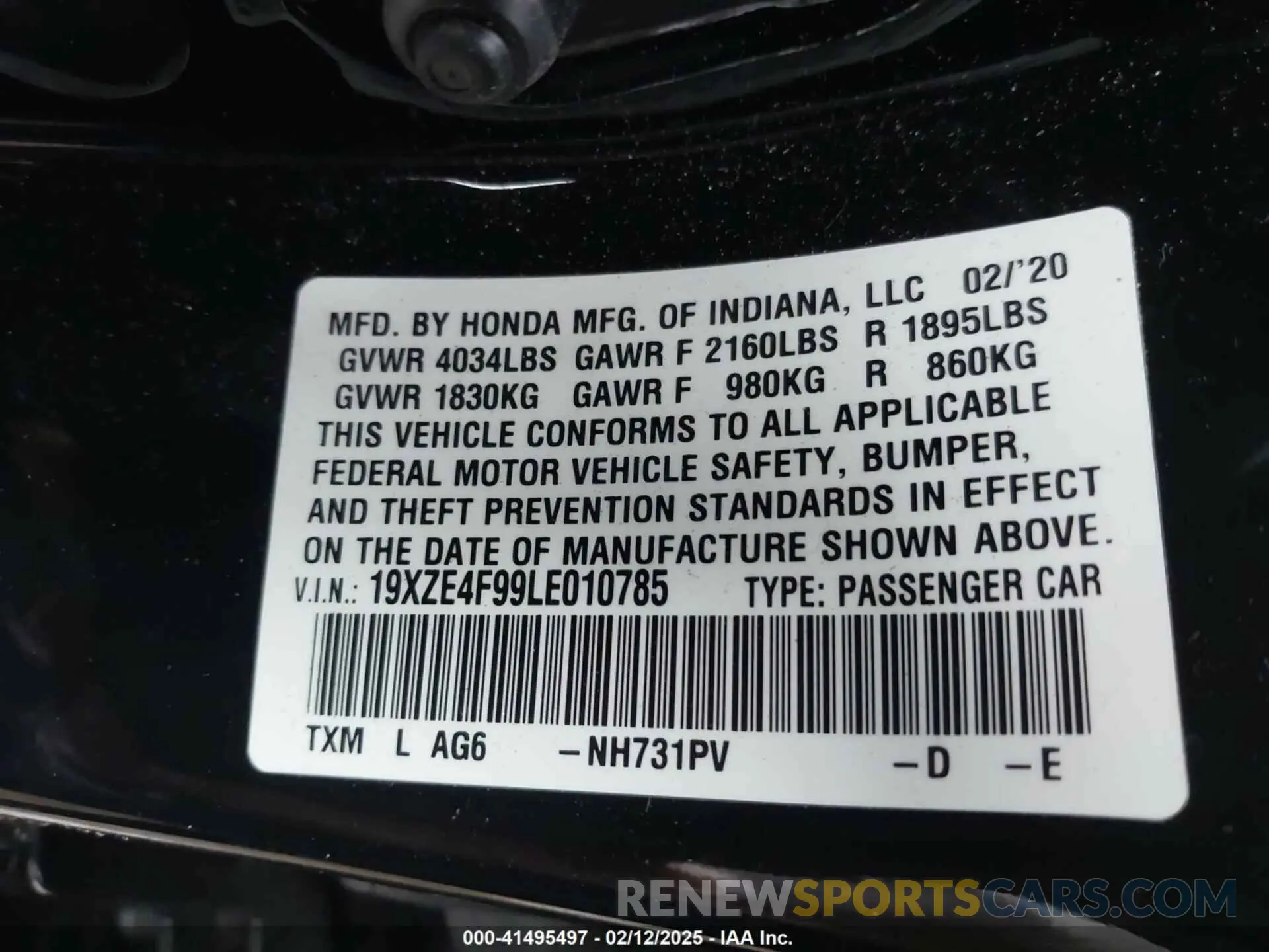 9 Photograph of a damaged car 19XZE4F99LE010785 HONDA INSIGHT 2020