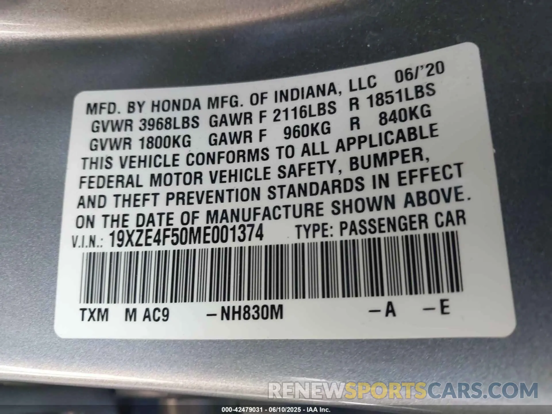9 Photograph of a damaged car 19XZE4F50ME001374 HONDA INSIGHT 2021