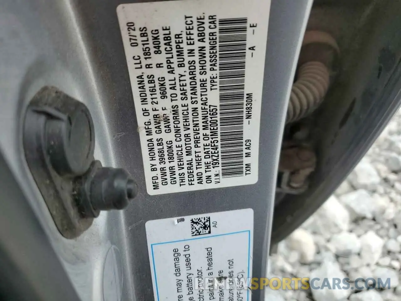 12 Photograph of a damaged car 19XZE4F51ME001657 HONDA INSIGHT 2021