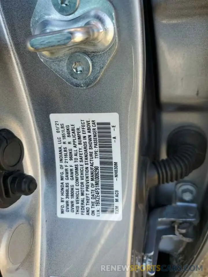 12 Photograph of a damaged car 19XZE4F51ME009290 HONDA INSIGHT 2021