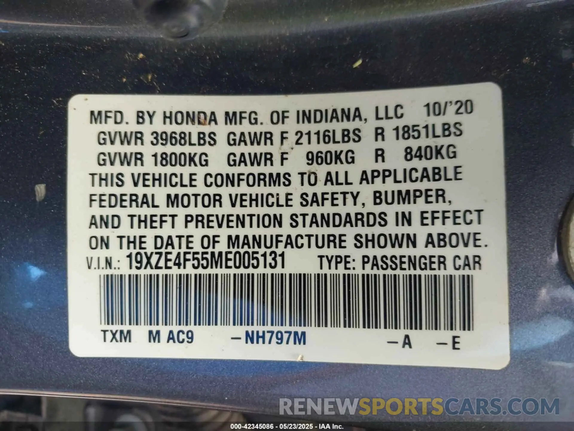 9 Photograph of a damaged car 19XZE4F55ME005131 HONDA INSIGHT 2021