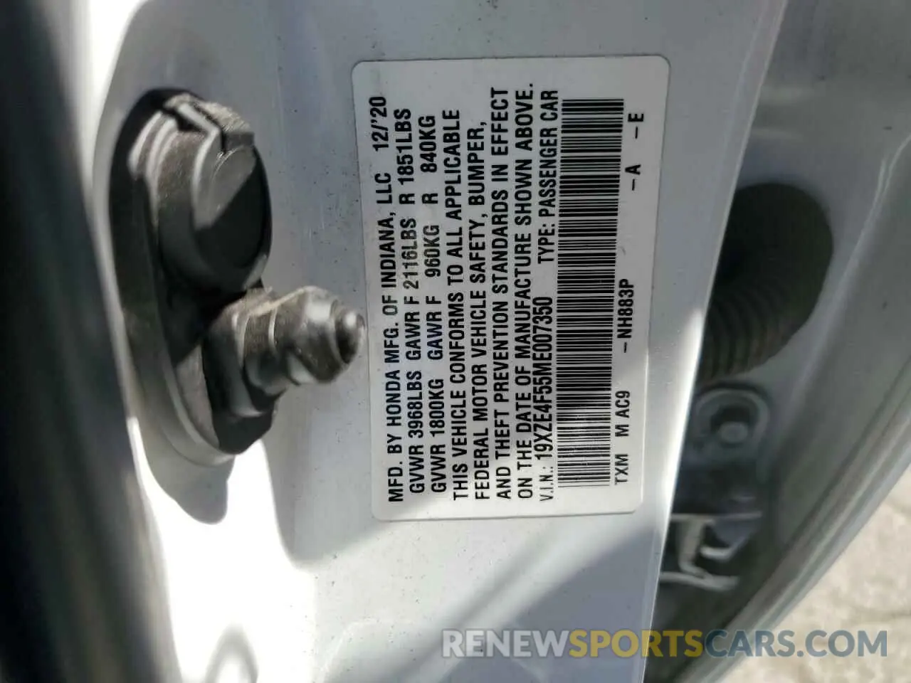 12 Photograph of a damaged car 19XZE4F55ME007350 HONDA INSIGHT 2021