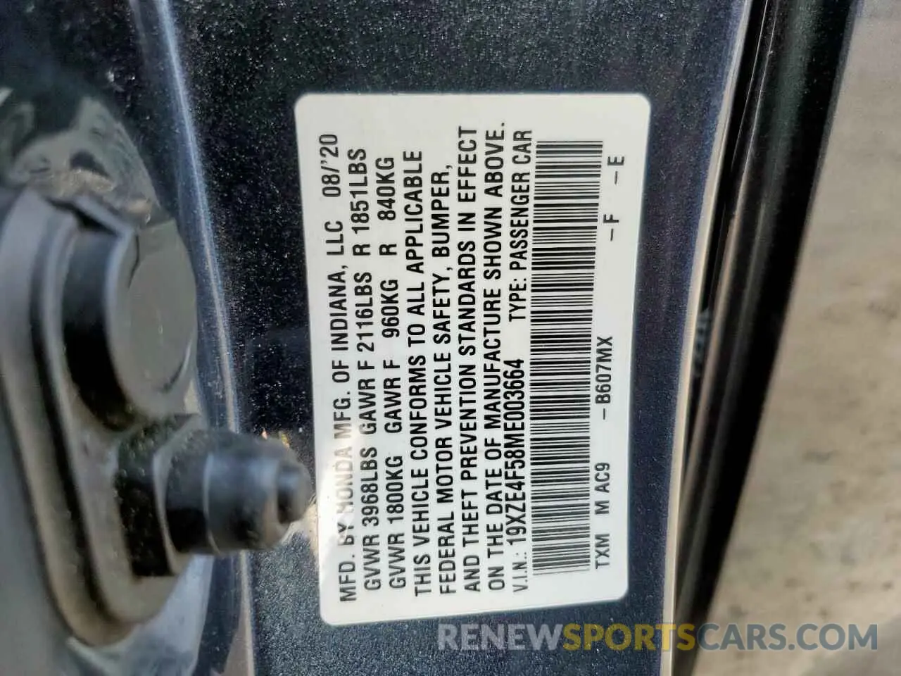 12 Photograph of a damaged car 19XZE4F58ME003664 HONDA INSIGHT 2021