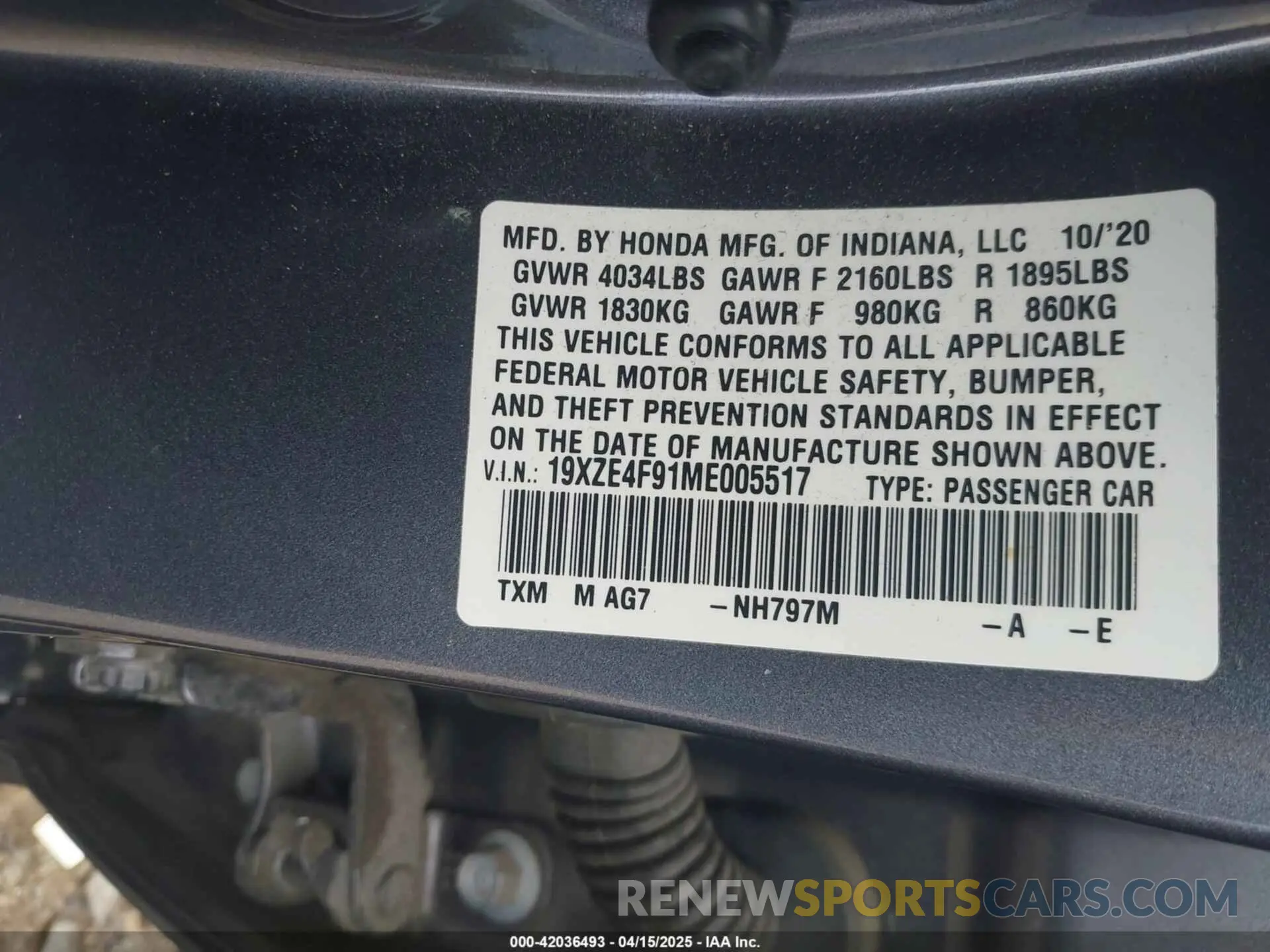 9 Photograph of a damaged car 19XZE4F91ME005517 HONDA INSIGHT 2021