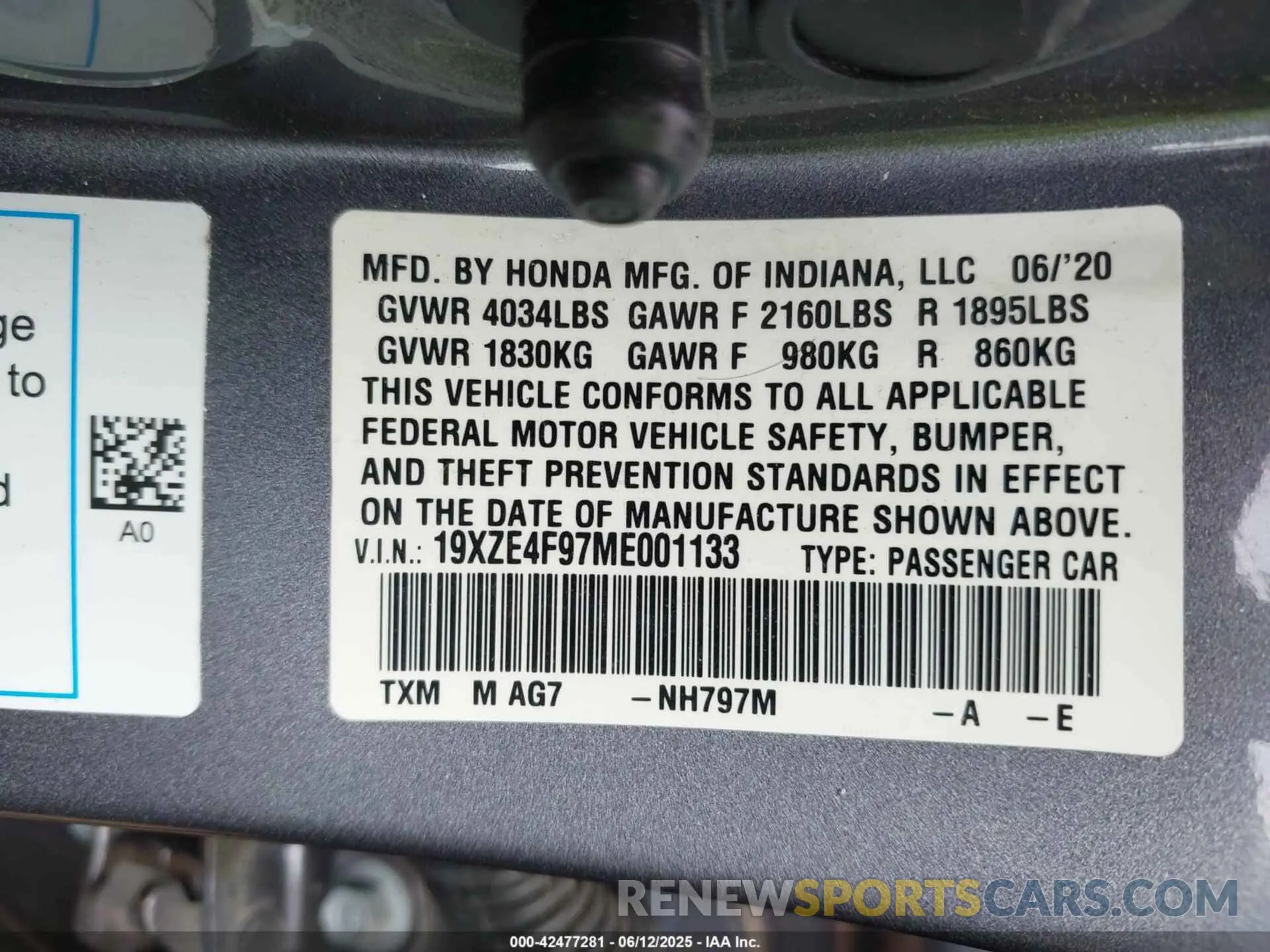 9 Photograph of a damaged car 19XZE4F97ME001133 HONDA INSIGHT 2021