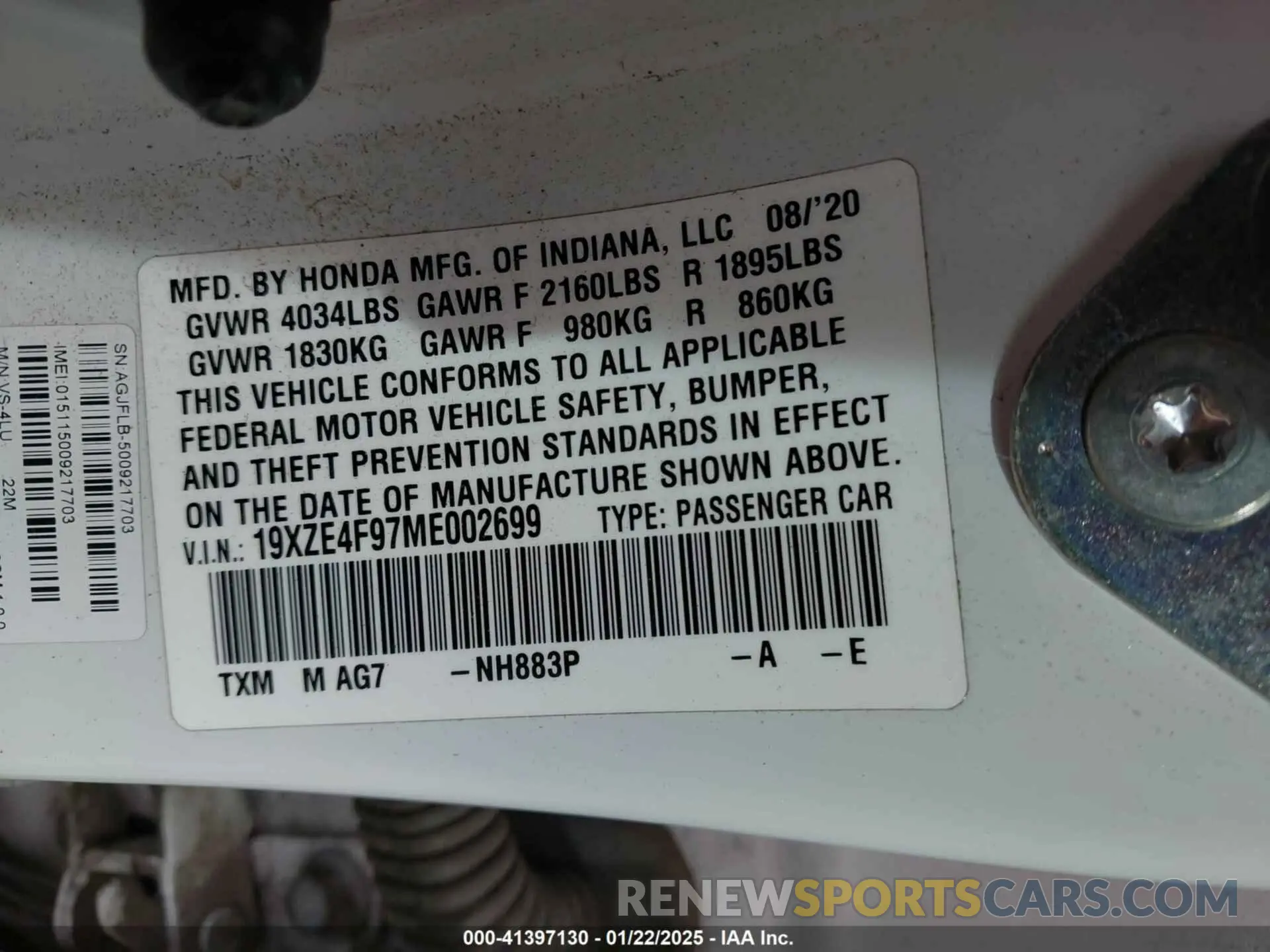 9 Photograph of a damaged car 19XZE4F97ME002699 HONDA INSIGHT 2021